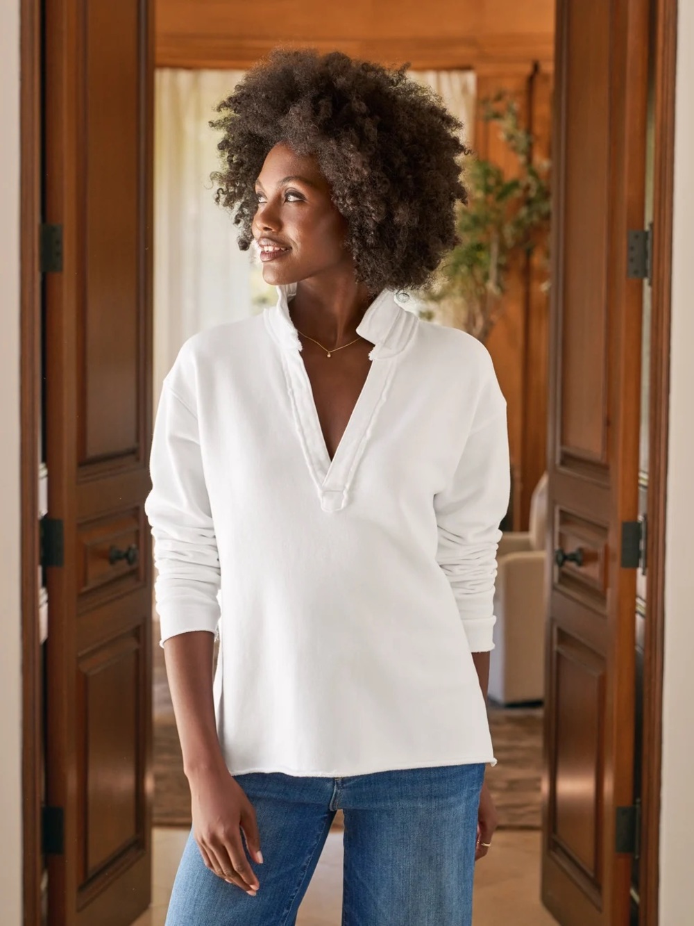 Frank & Eileen Patrick Popover Henley Triple Terry Fleece Size L